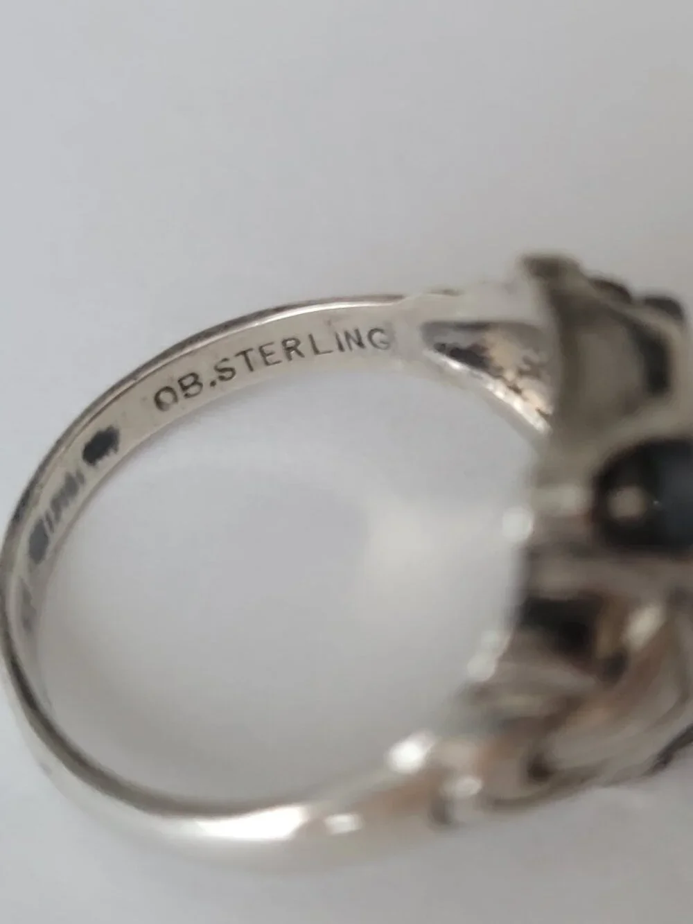 Art Deco Moss Agate Sterling Ring Ostby Barton Signet